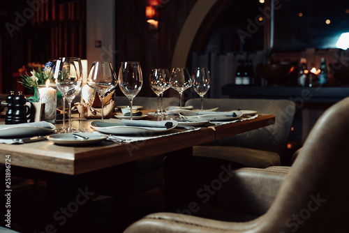 luxury tableware beautiful table setting in restaurant