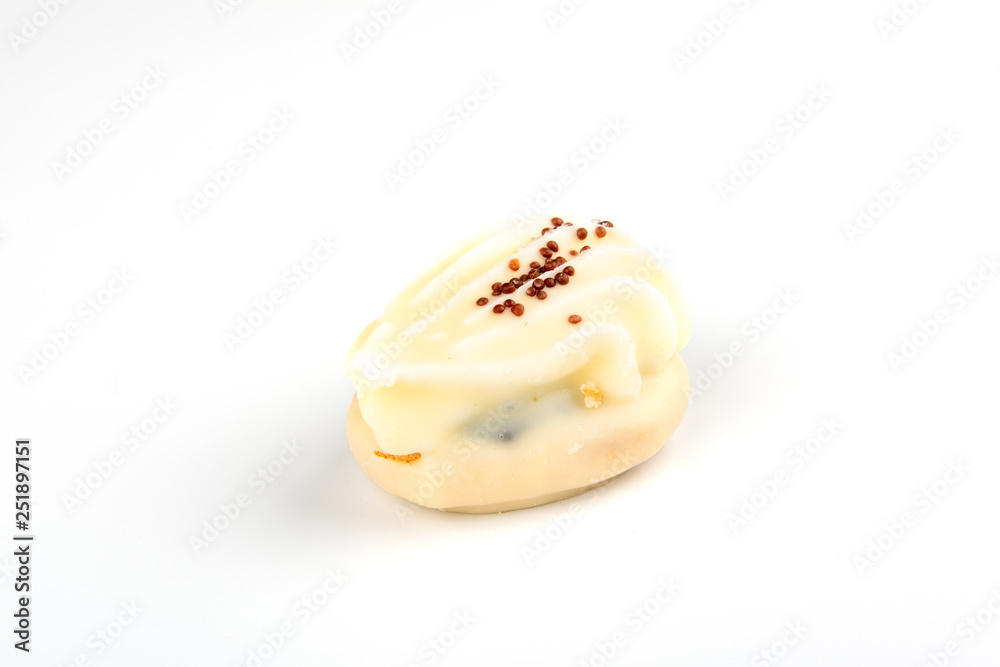 Mini yellow cakes on white background Mini yellow cakes on white background