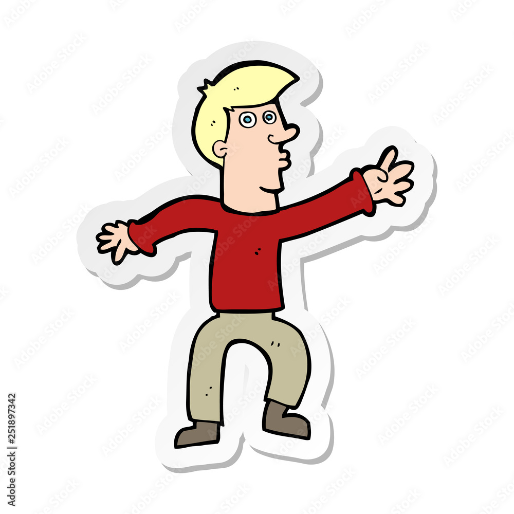 sticker of a cartoon reaching man