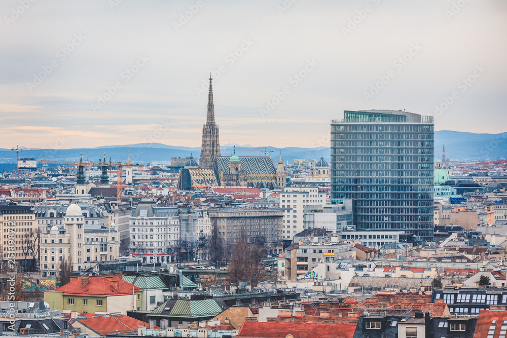 Cityscape of Vienna with Stephansdom - St. Stephen’s Cathedral - in the background