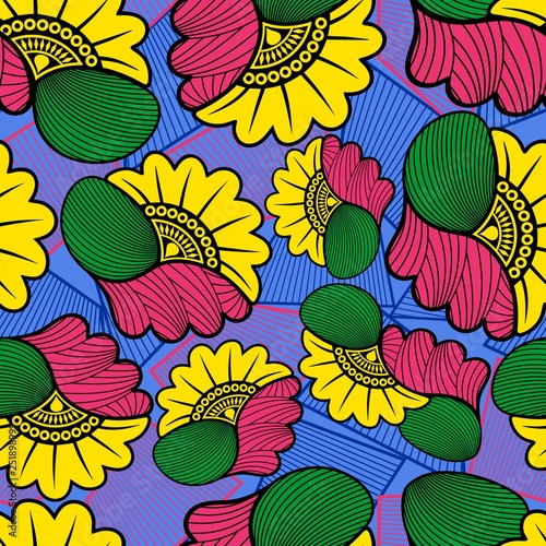 Wax African Cloth Textile Fabric Seamless Pattern Vector Design