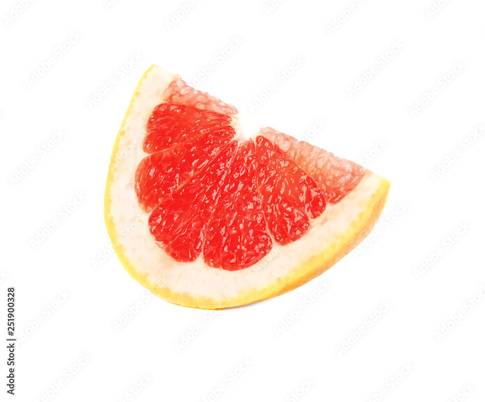 Slice of ripe juicy grapefruit on white background Slice of ripe juicy grapefruit on white background