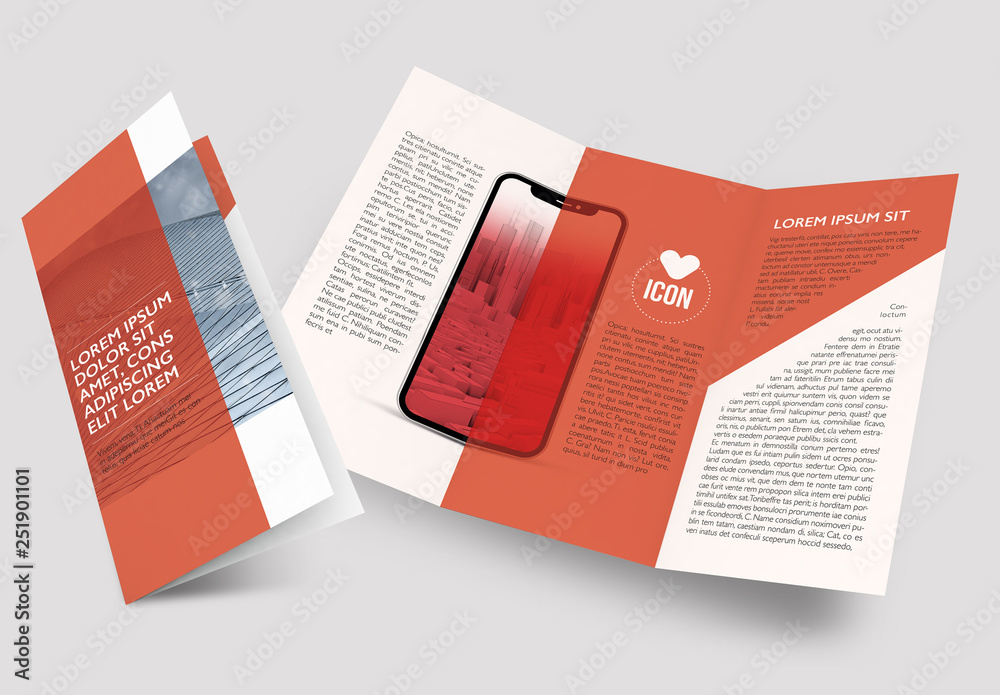 Brochure Layout with Orange Accents Stock Template | Adobe Stock