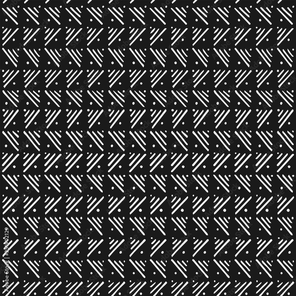Black and white ethnic pattern. Painted stripes and dots on white background. Vector tribal background. Black and white ethnic pattern. Painted stripes and dots on white background. Vector tribal background.