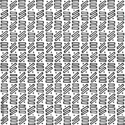 Vector black and white seamless pattern. Ethnic abstract background with painted planes and dots.