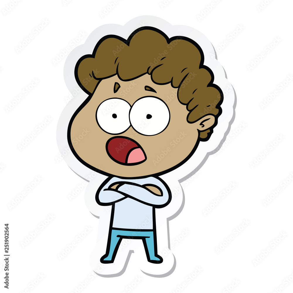 sticker of a cartoon man gasping in surprise sticker of a cartoon man gasping in surprise