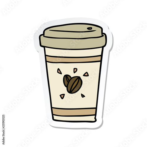 sticker of a cartoon takeout coffee