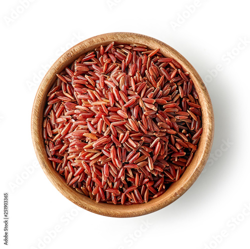 wooden bowl of red rice