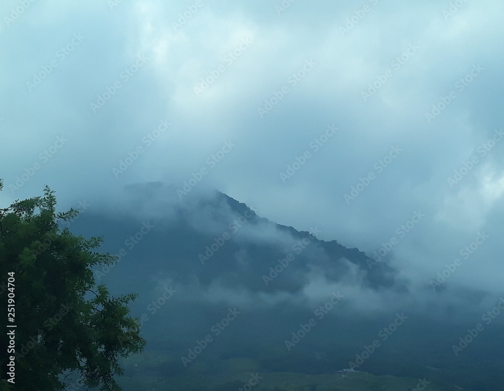 clouds covering the mountains