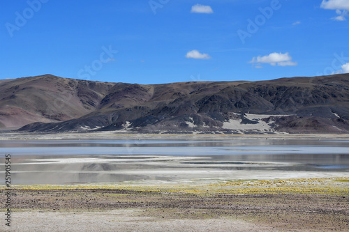 The highly saline lake Drangyer Tsaka in Tibet in sunny day, China photo