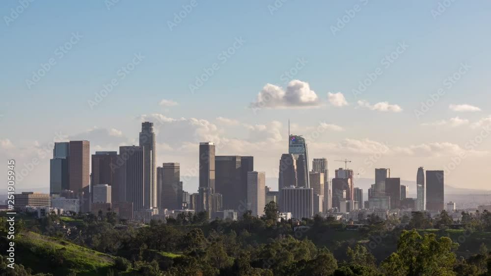 Downtown Los Angeles Skyline Day Timelapse with Clouds Downtown Los Angeles Skyline Day Timelapse with Clouds
