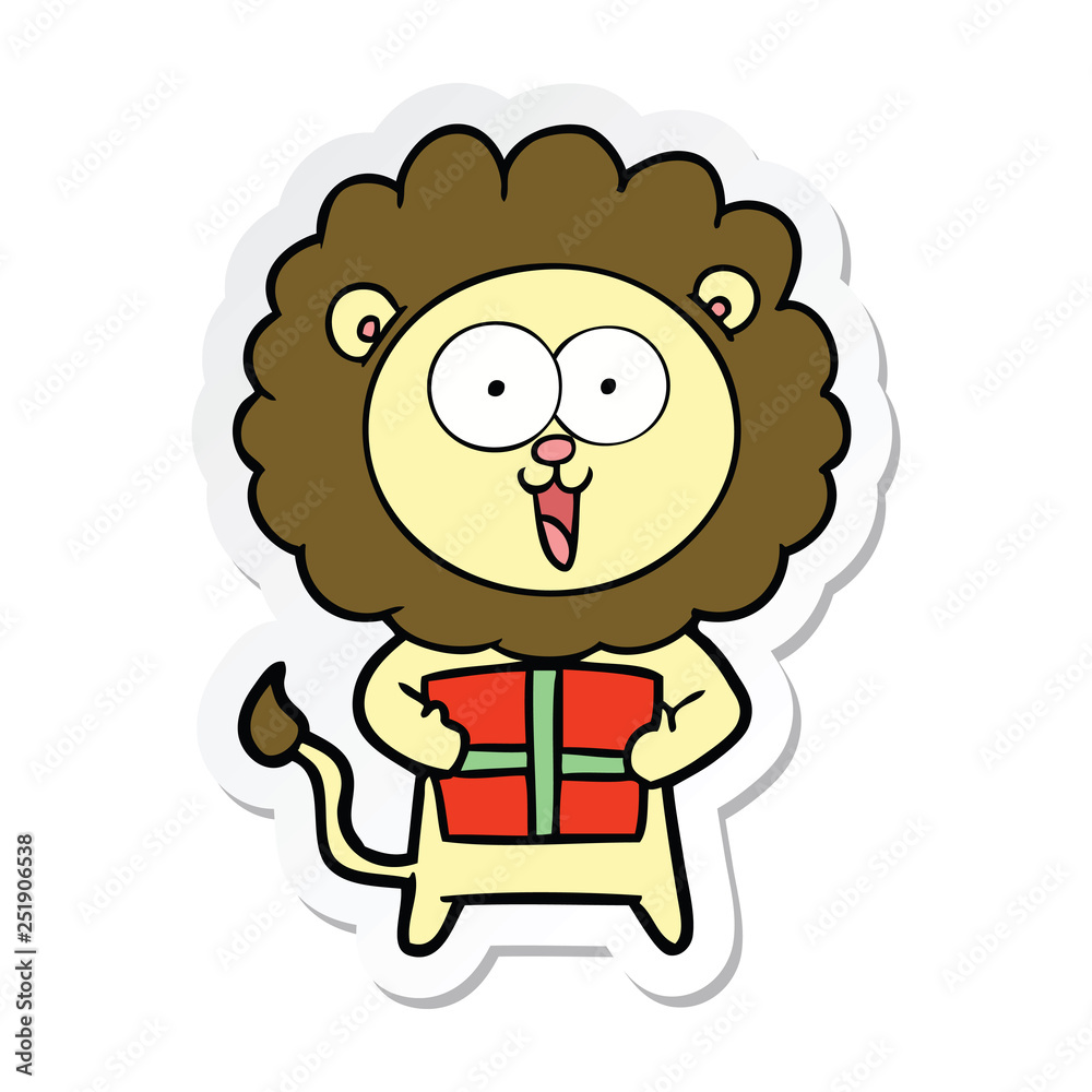 sticker of a happy cartoon lion sticker of a happy cartoon lion