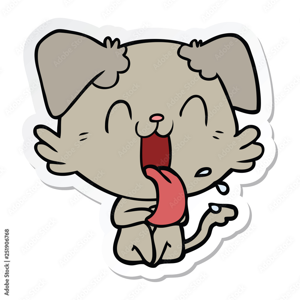 Fototapeta premium sticker of a cartoon panting dog