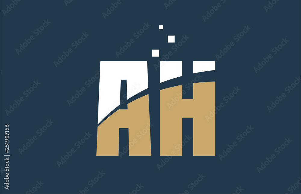 yellow white blue color alphabet letter combination AH A H for logo icon design yellow white blue color alphabet letter combination AH A H for logo icon design