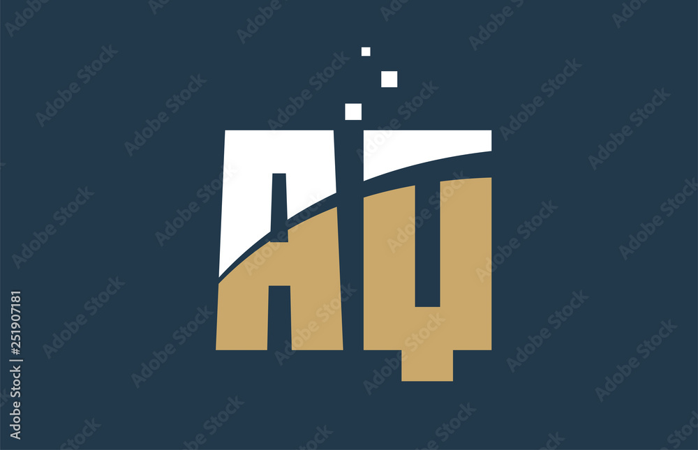 yellow white blue color alphabet letter combination AQ A Q for logo icon design