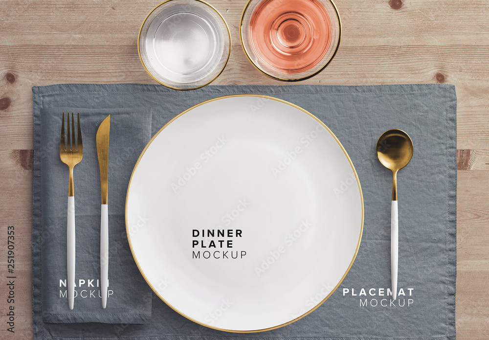Dinner Table Placement Set Mockup Template Stock | Adobe Stock