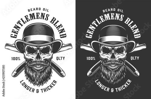 Gentleman skull in fedora hat emblem