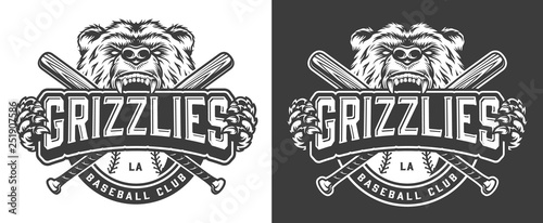 Grizzly bear mascot vintage badge
