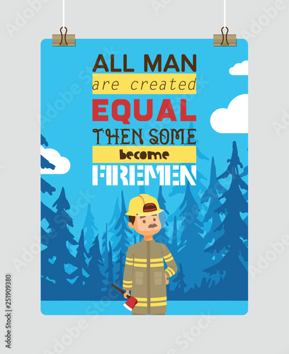 Firefighter vector cartoon fireman character firefighting fire with firehose hydrant and fire extinguisher equipment illustration backdrop man or woman in helmet background