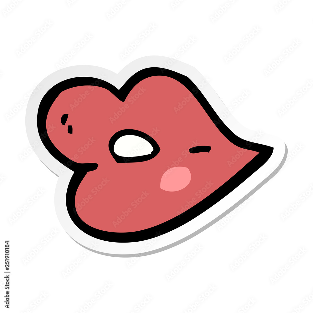 sticker of a cartoon lips