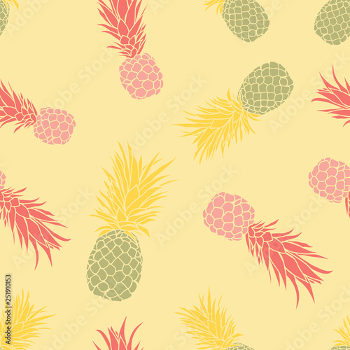 Cute tropical pineapple seamless pattern design 