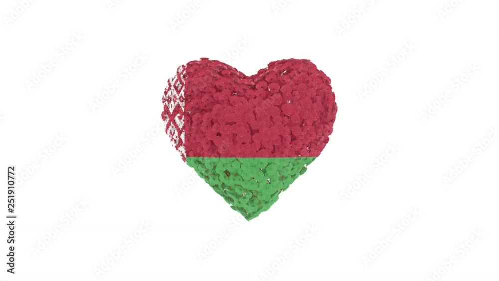 Belarus National Day. July 3. Independence Day. Flowers forming heart shape. 3D rendering.