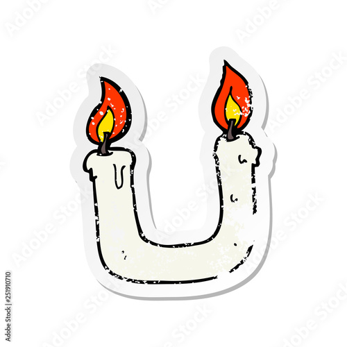 retro distressed sticker of a burning the candle at both ends cartoon