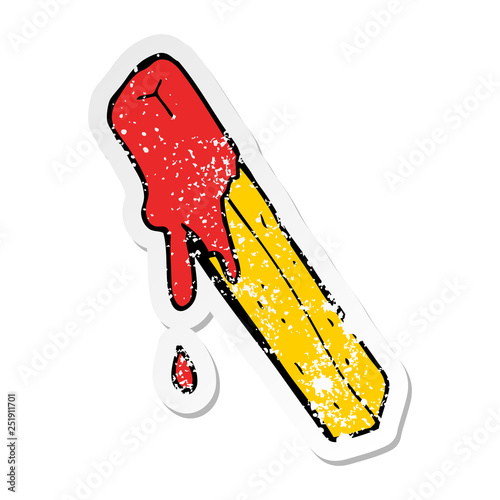 distressed sticker of a cartoon dipped fry