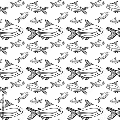 big and small fish pattern white background isolated