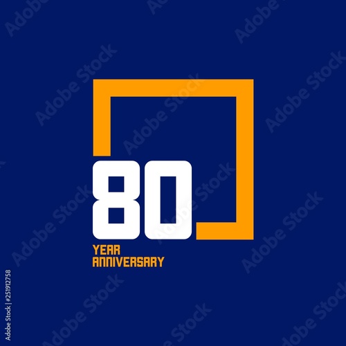 80 Year Anniversary Square Vector Template Design Illustration