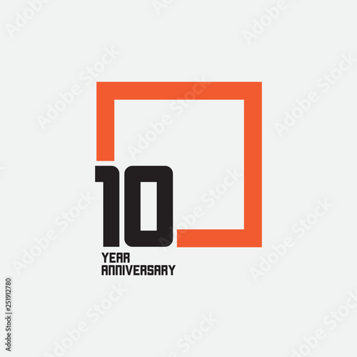 10 Year Anniversary Square Vector Template Design Illustration