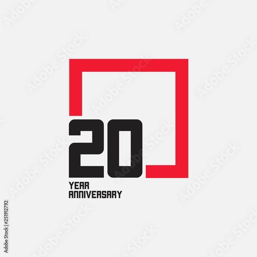 20 Year Anniversary Square Vector Template Design Illustration