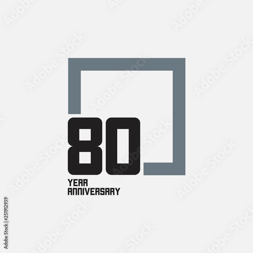 80 Year Anniversary Square Vector Template Design Illustration