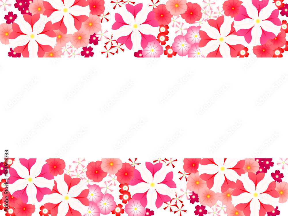 Obraz premium 春の赤とピンクの花のフレーム