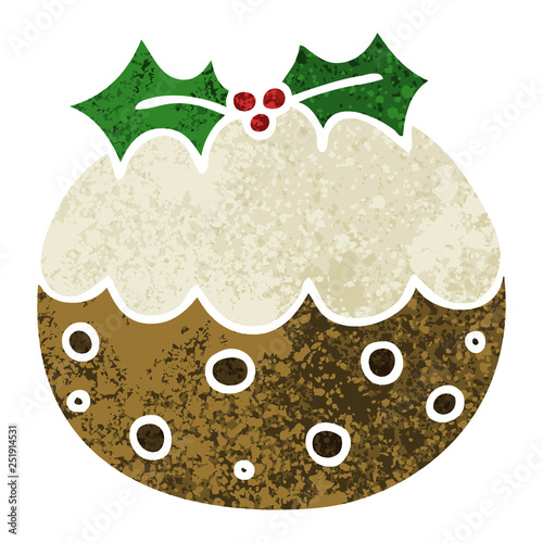 quirky retro illustration style cartoon christmas pudding
