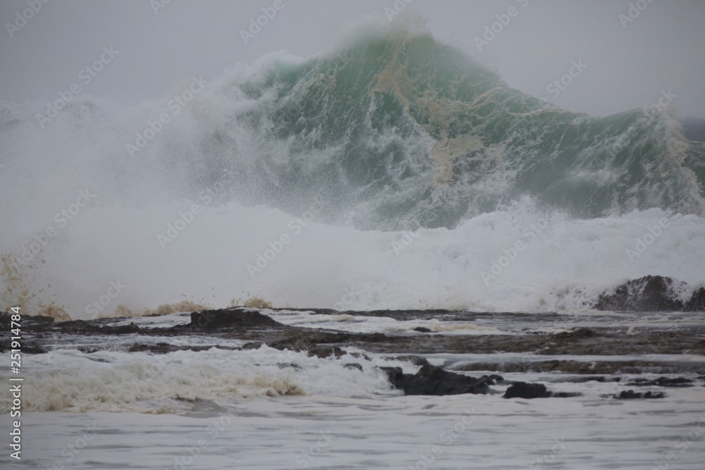 Amazing backwash waves at Snapper Rocks during Cyclone Oma, Gold Coast Australia