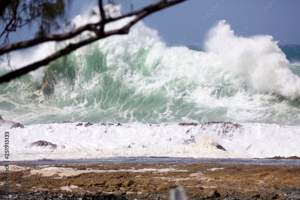 Amazing backwash waves at Snapper Rocks during Cyclone Oma, Gold Coast Australia