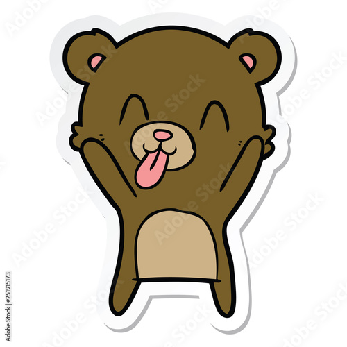 sticker of a rude cartoon bear