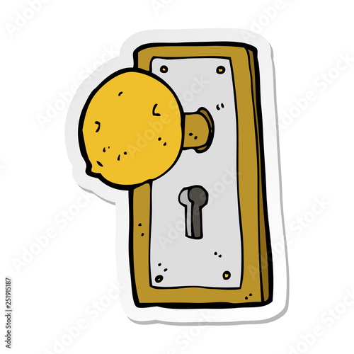 sticker of a cartoon old door knob