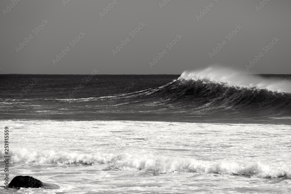 Perfect waves and surfing at Snapper Rocks during Cyclone Oma, Gold Coast., Queensland Australia