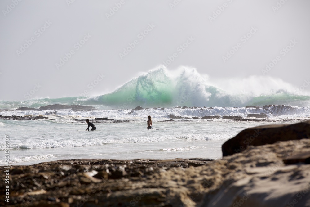 Amazing backwash waves at Snapper Rocks during Cyclone Oma, Gold Coast Australia