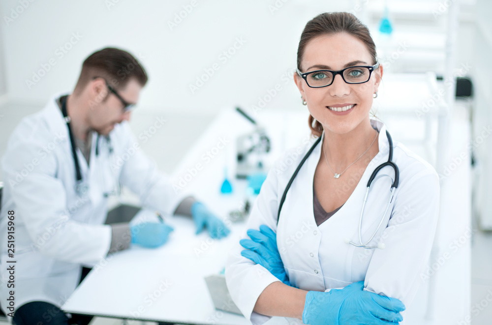 woman scientist on the background of the laboratory woman scientist on the background of the laboratory