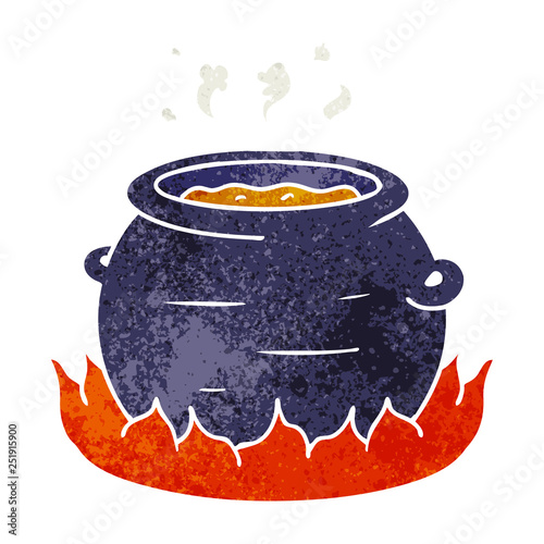retro cartoon doodle of a pot of stew