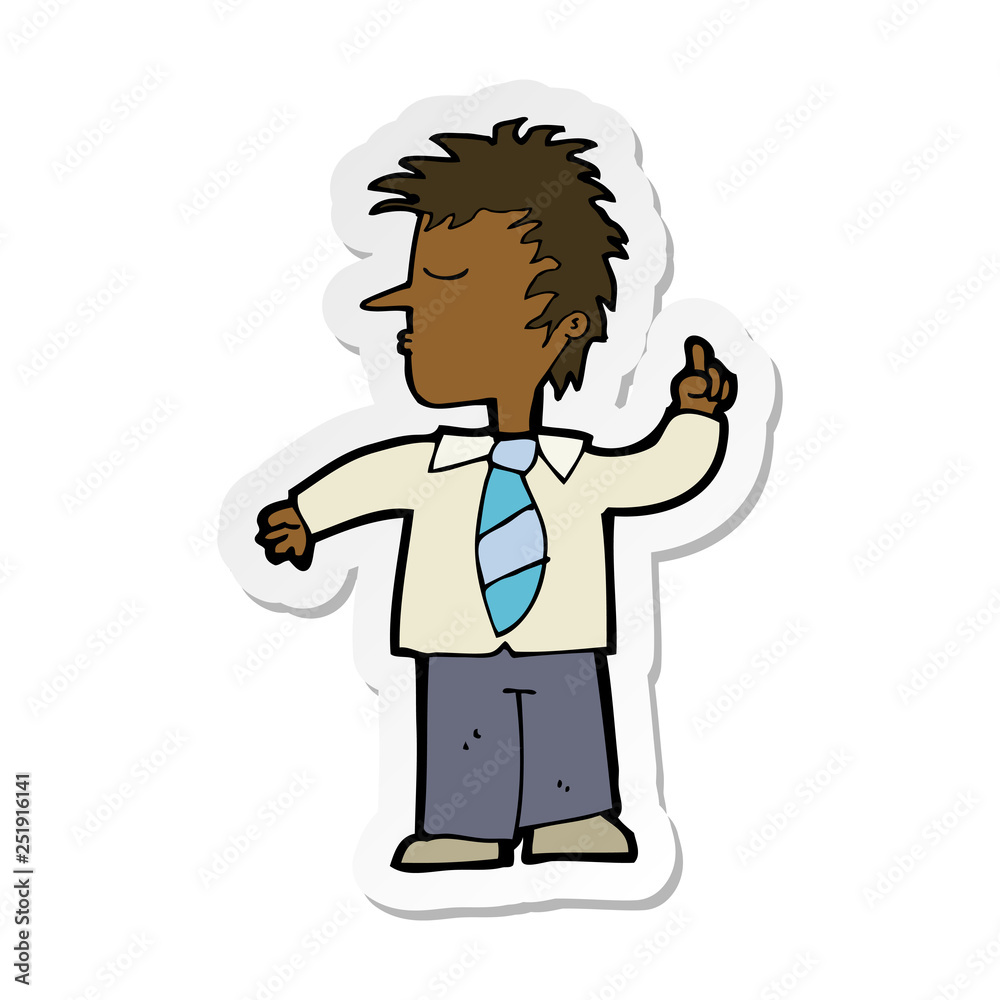 sticker of a cartoon man making his point sticker of a cartoon man making his point