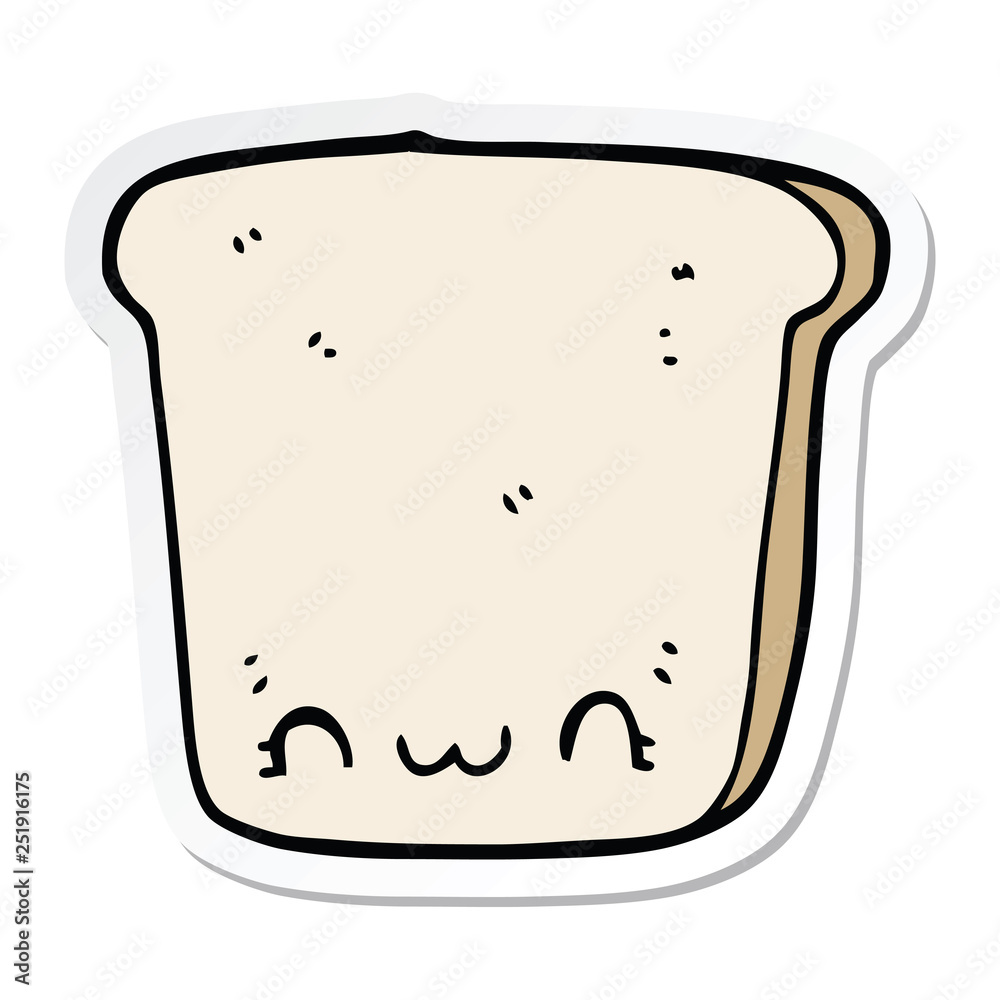 sticker of a cartoon slice of bread sticker of a cartoon slice of bread