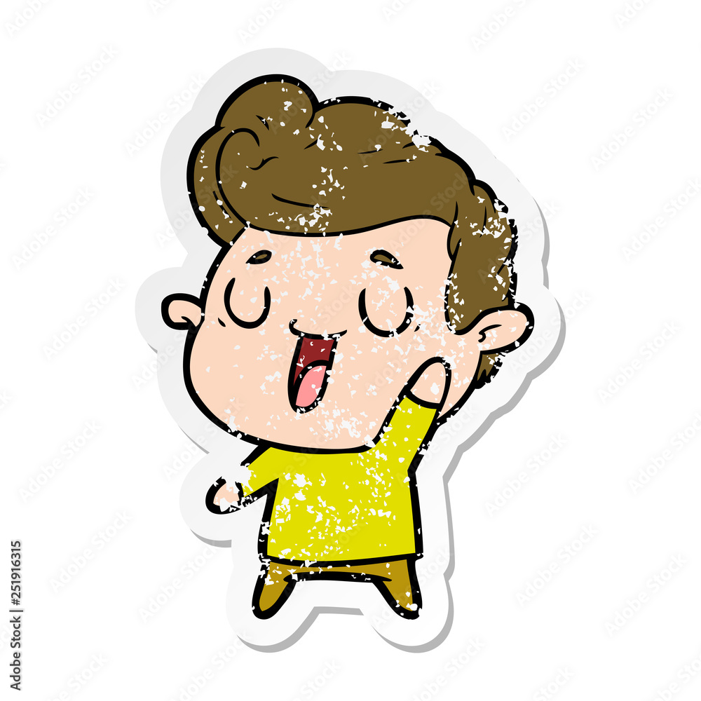 Fototapeta premium distressed sticker of a happy cartoon man