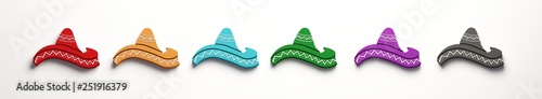 Mexican Hats- Cinco de Mayo Celebration. 3D Render Illustration