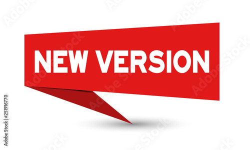 paper speech banner with word new version on white background (Vector)