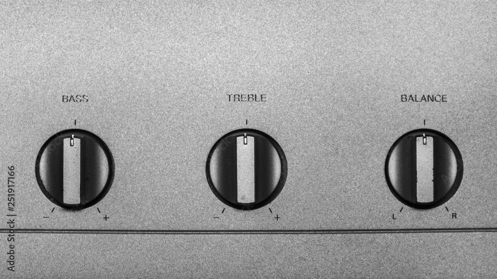 Three amplifier control knobs for audio Three amplifier control knobs for audio