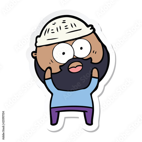 sticker of a cartoon bearded man